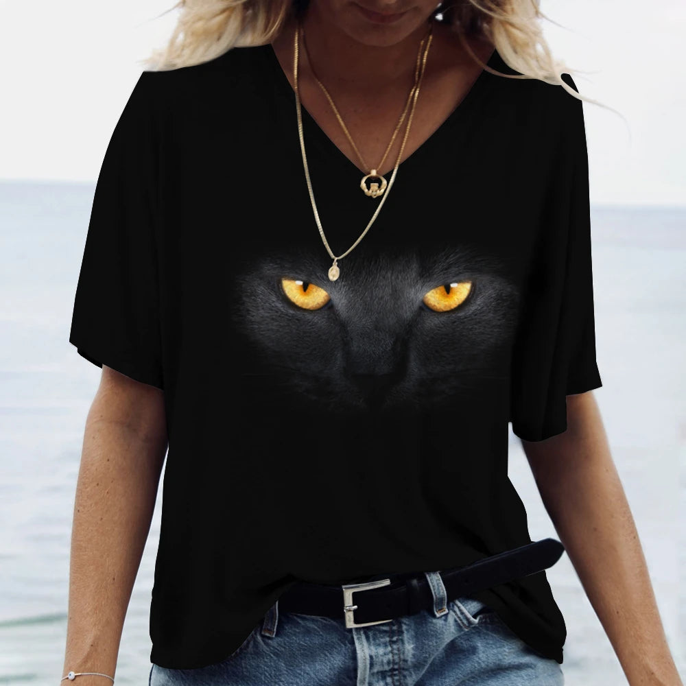 Cartoon Cat Women's T-shirts