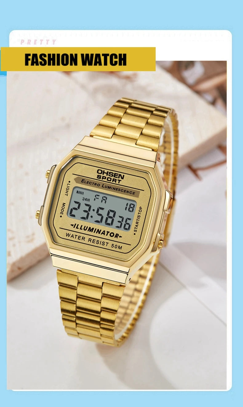 Luxury Gold Ladies Sport Watch