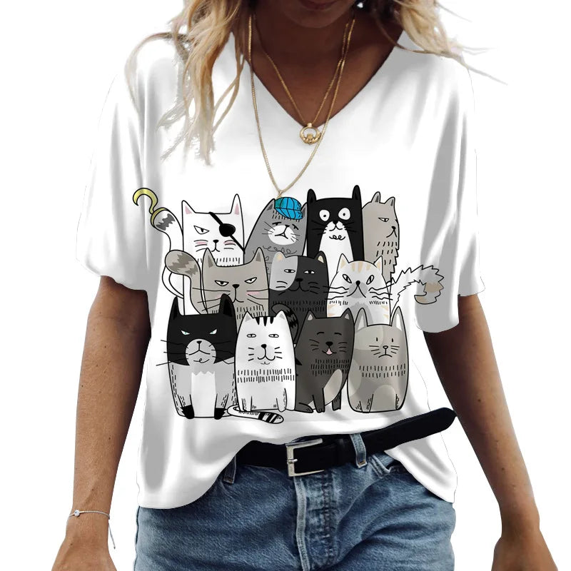 Cartoon Cat Women's T-shirts