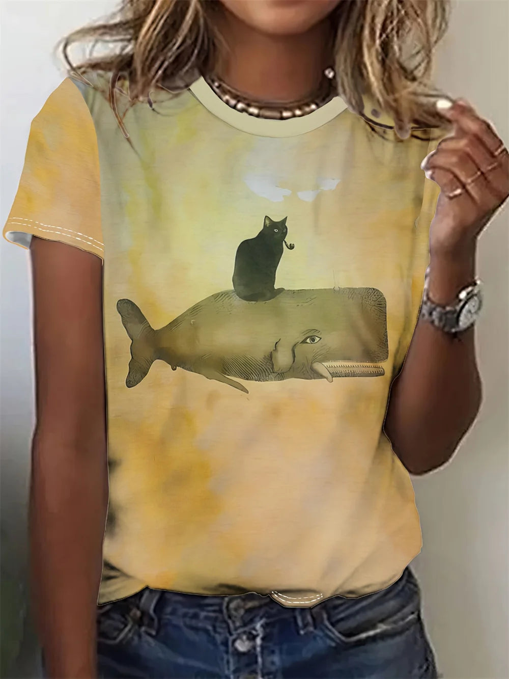 Cute Cat Dog Women's T-Shirts