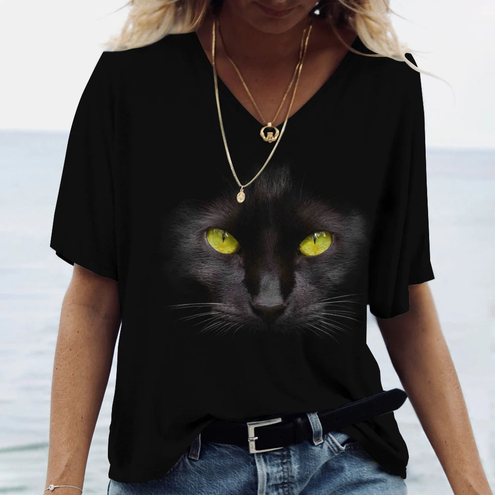 Cartoon Cat Women's T-shirts