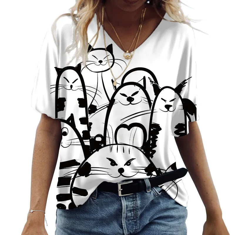 Cartoon Cat Women's T-shirts