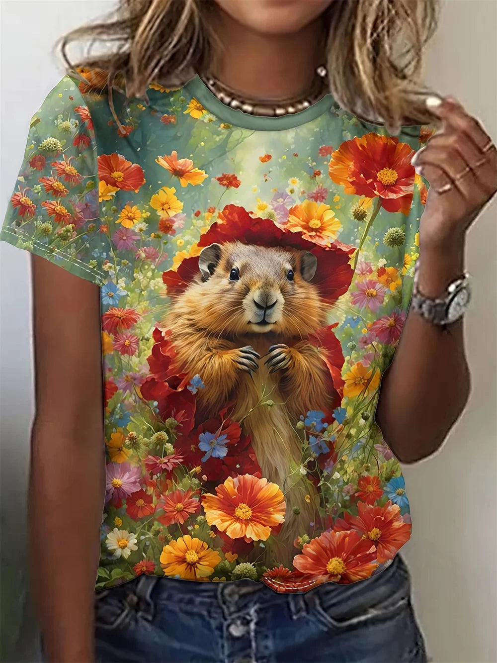 Cute Cat Dog Women's T-Shirts