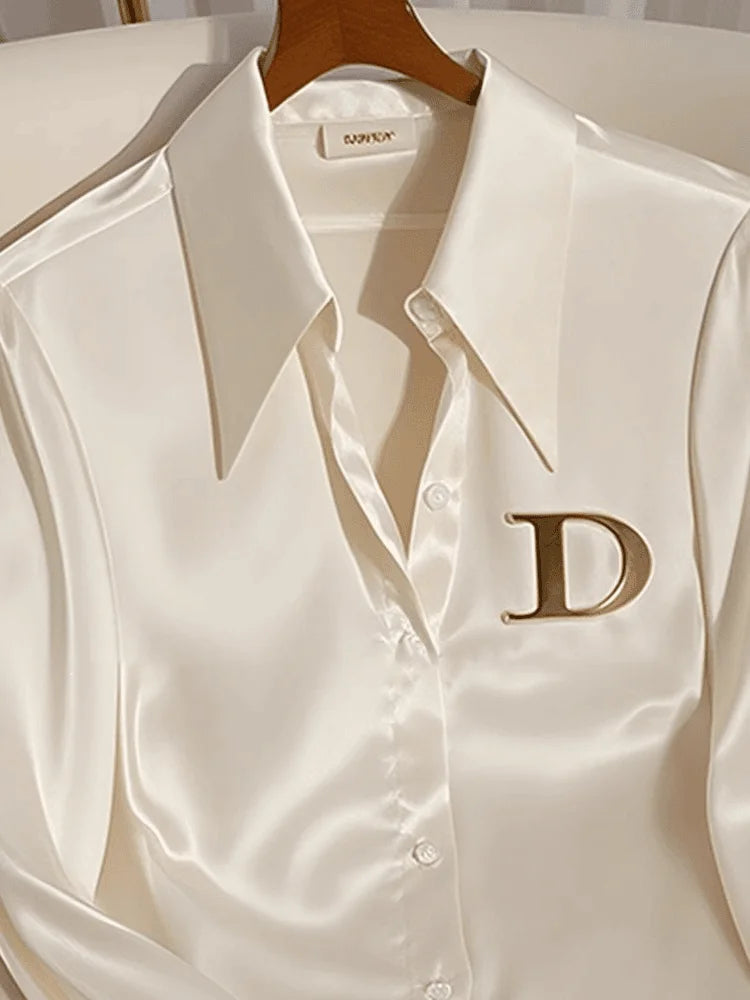 French White Satin Shirt