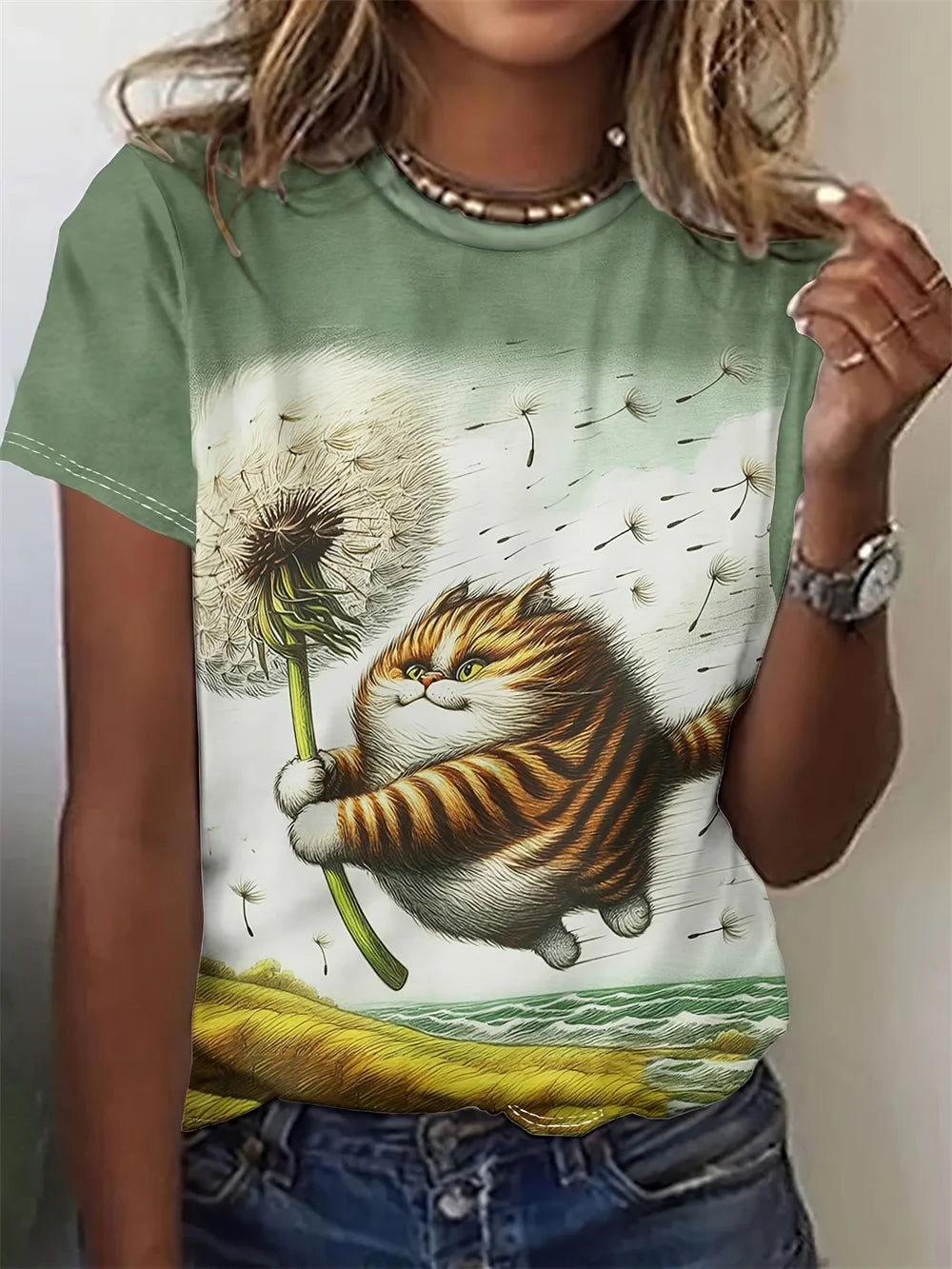 Cute Cat Dog Women's T-Shirts
