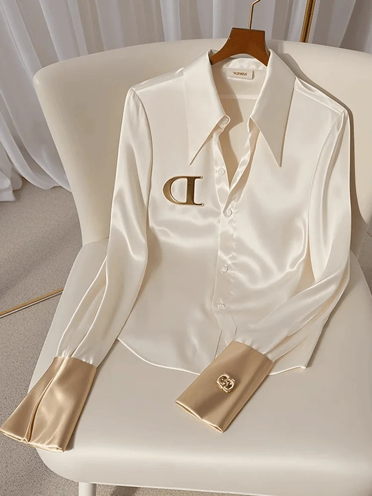 French White Satin Shirt