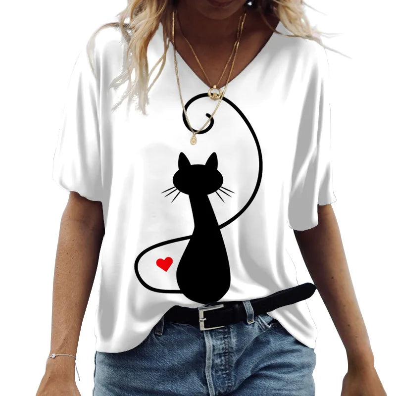 Cartoon Cat Women's T-shirts