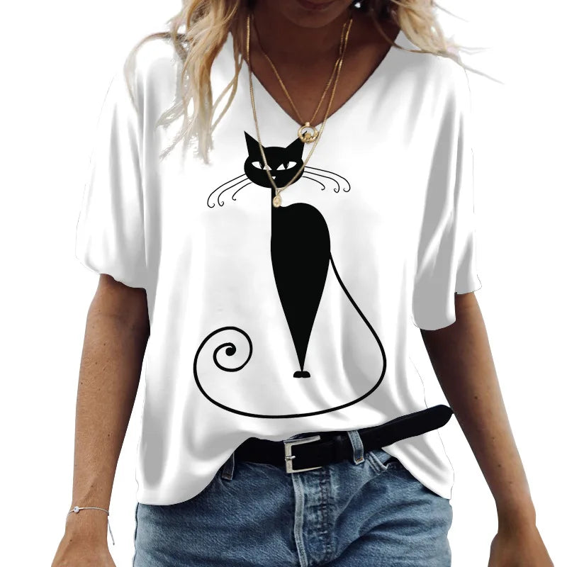 Cartoon Cat Women's T-shirts