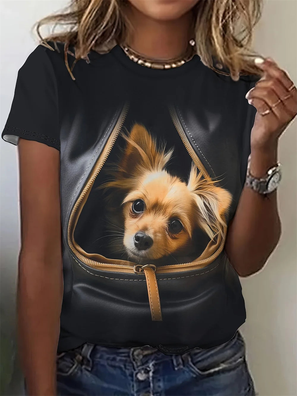 Cute Cat Dog Women's T-Shirts