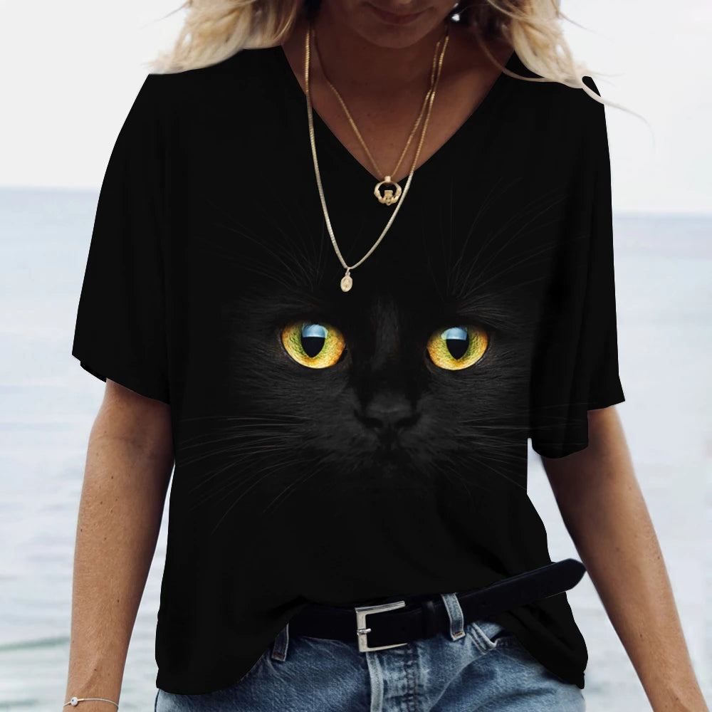 Cartoon Cat Women's T-shirts