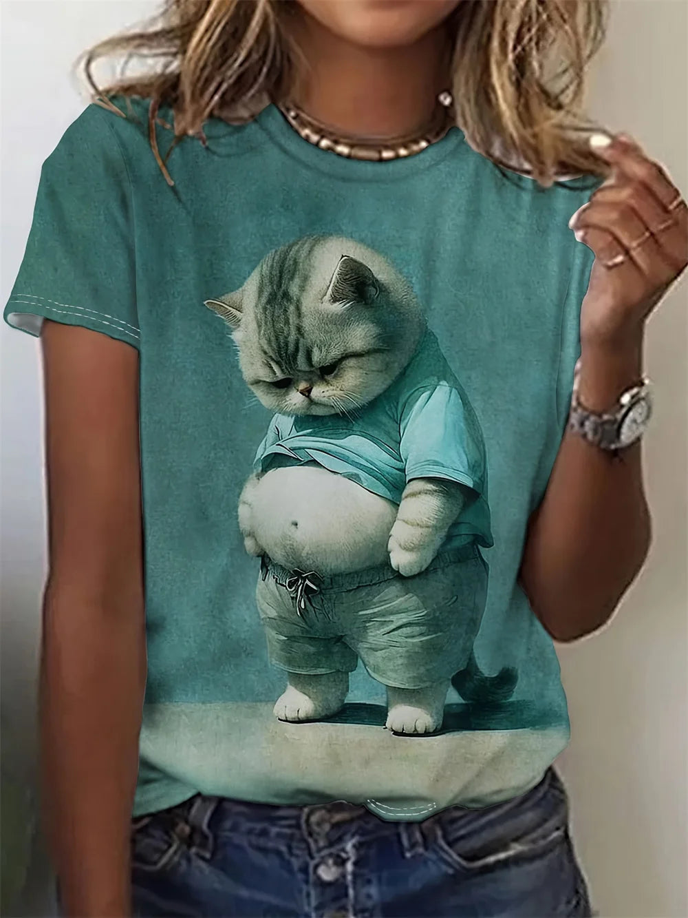 Cute Cat Dog Women's T-Shirts
