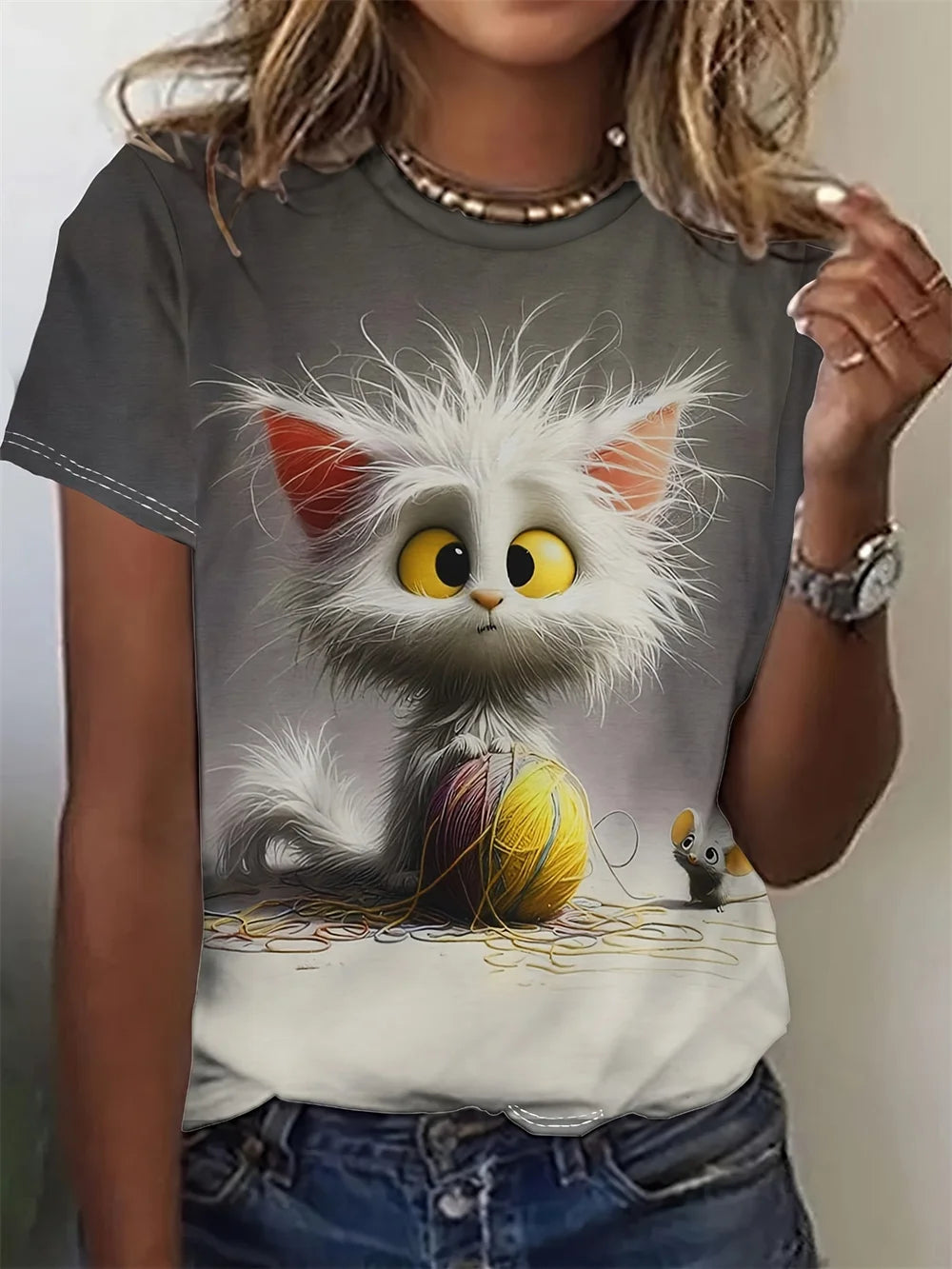 Cute Cat Dog Women's T-Shirts