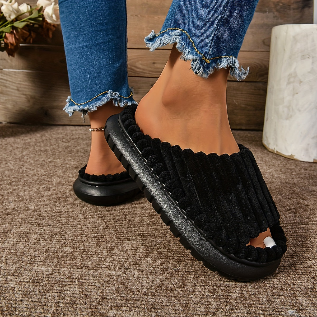 Cozy Plush Half Toe Cap Slippers
