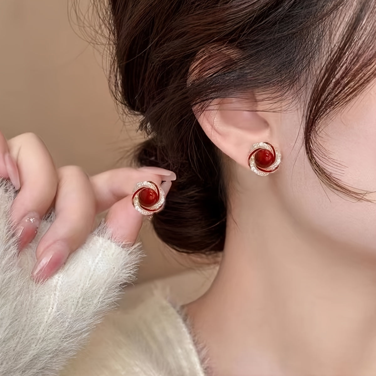 Ruby New trendy ear studs