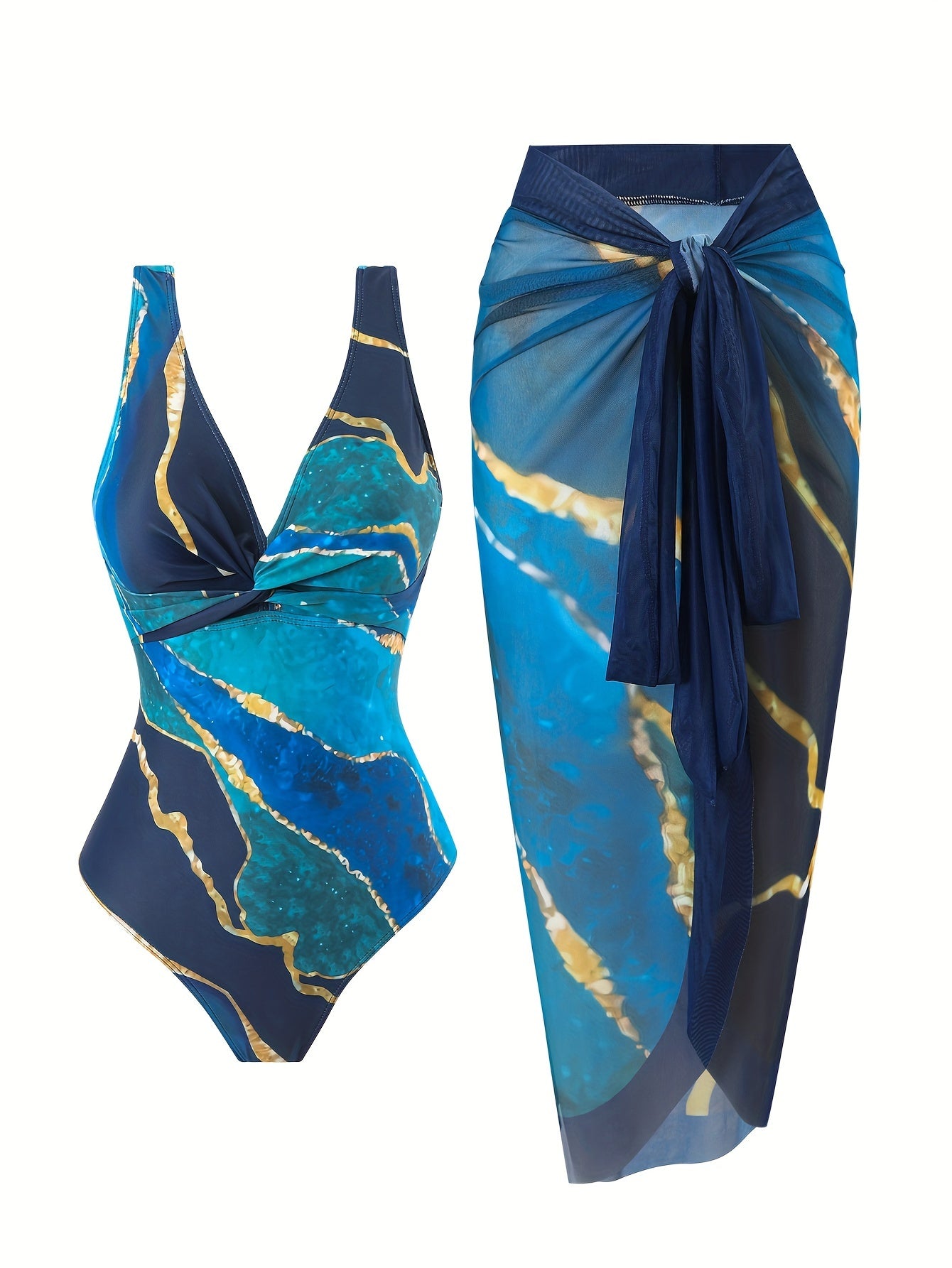 Henriette Marble Print 2 Piece Swimsuits