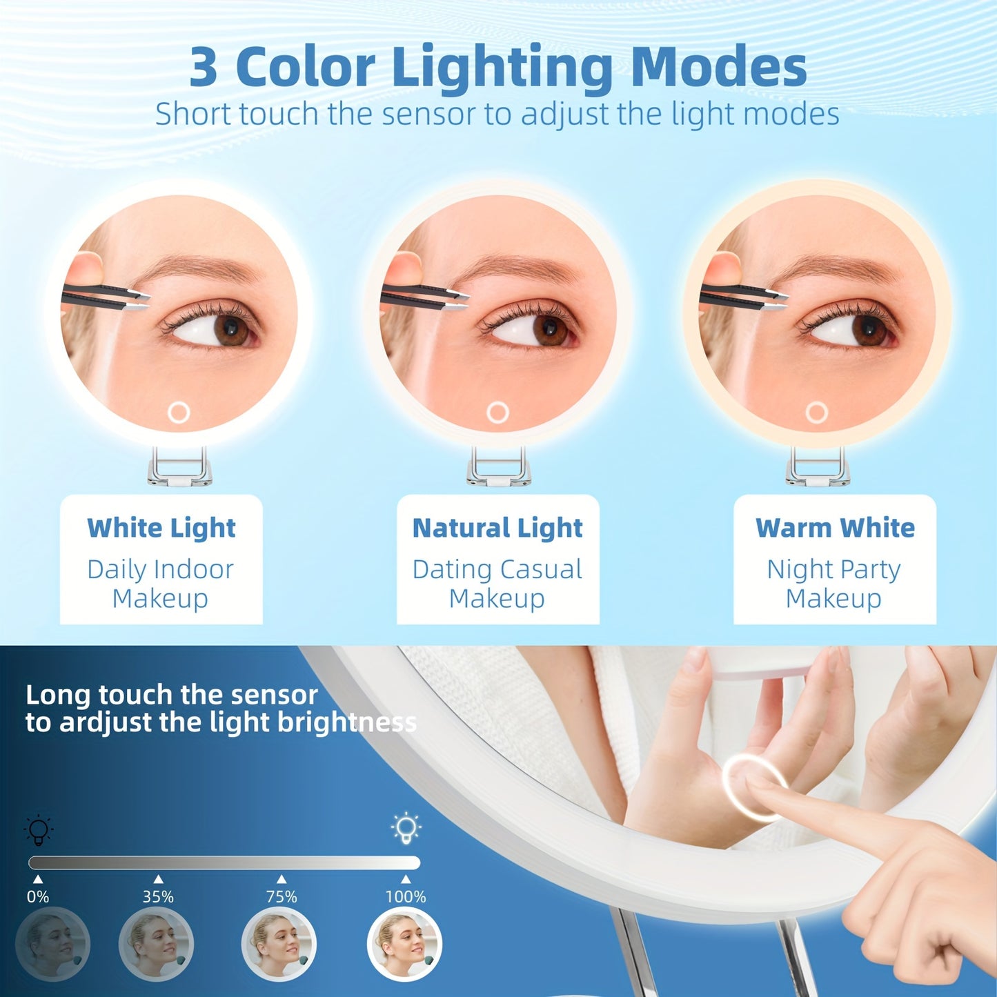 LED Lighted Miror Make up with 10X Magnification