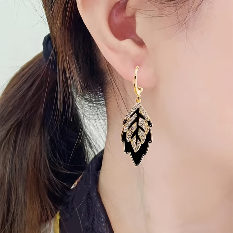 Hannah Black Leaf Earrings
