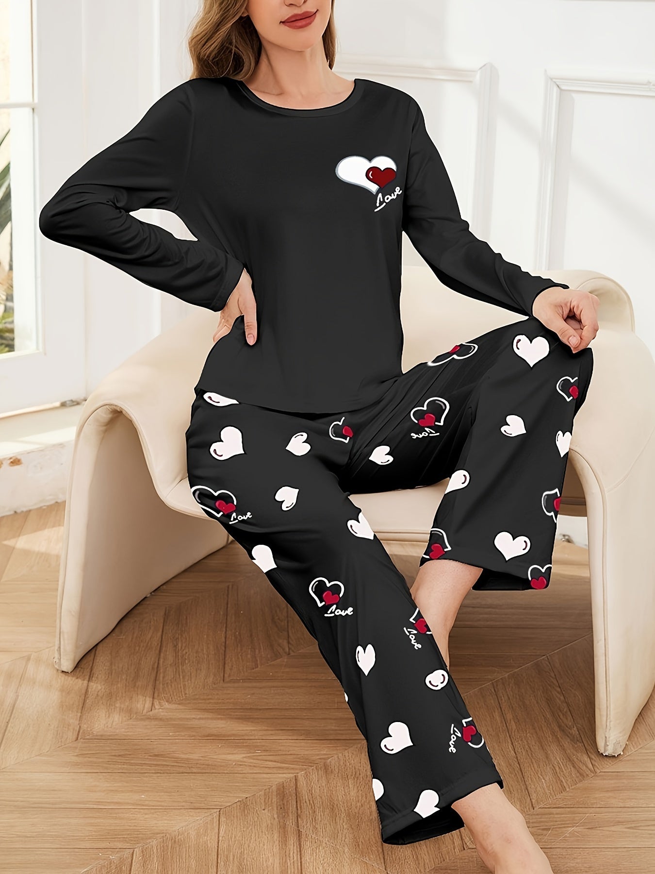 Juliette Warm Heart Print Pajama Set