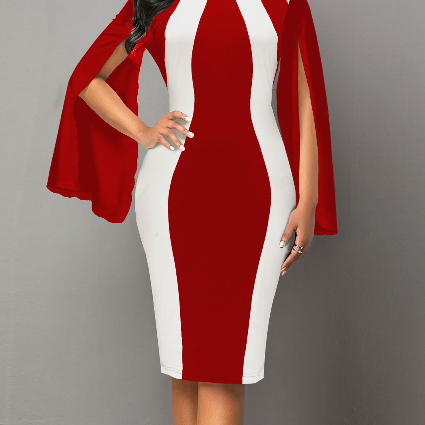 Kyriaki Bodycon Dress with Split Cuffs