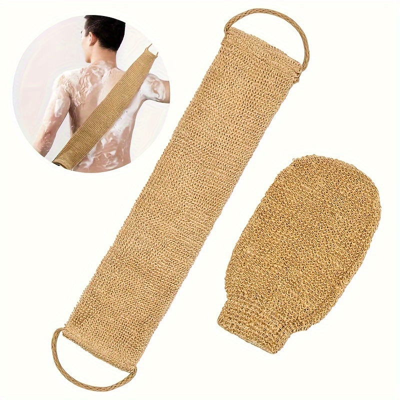 Natural Sisal Exfoliating Back Scrubber and Bath Glove Set