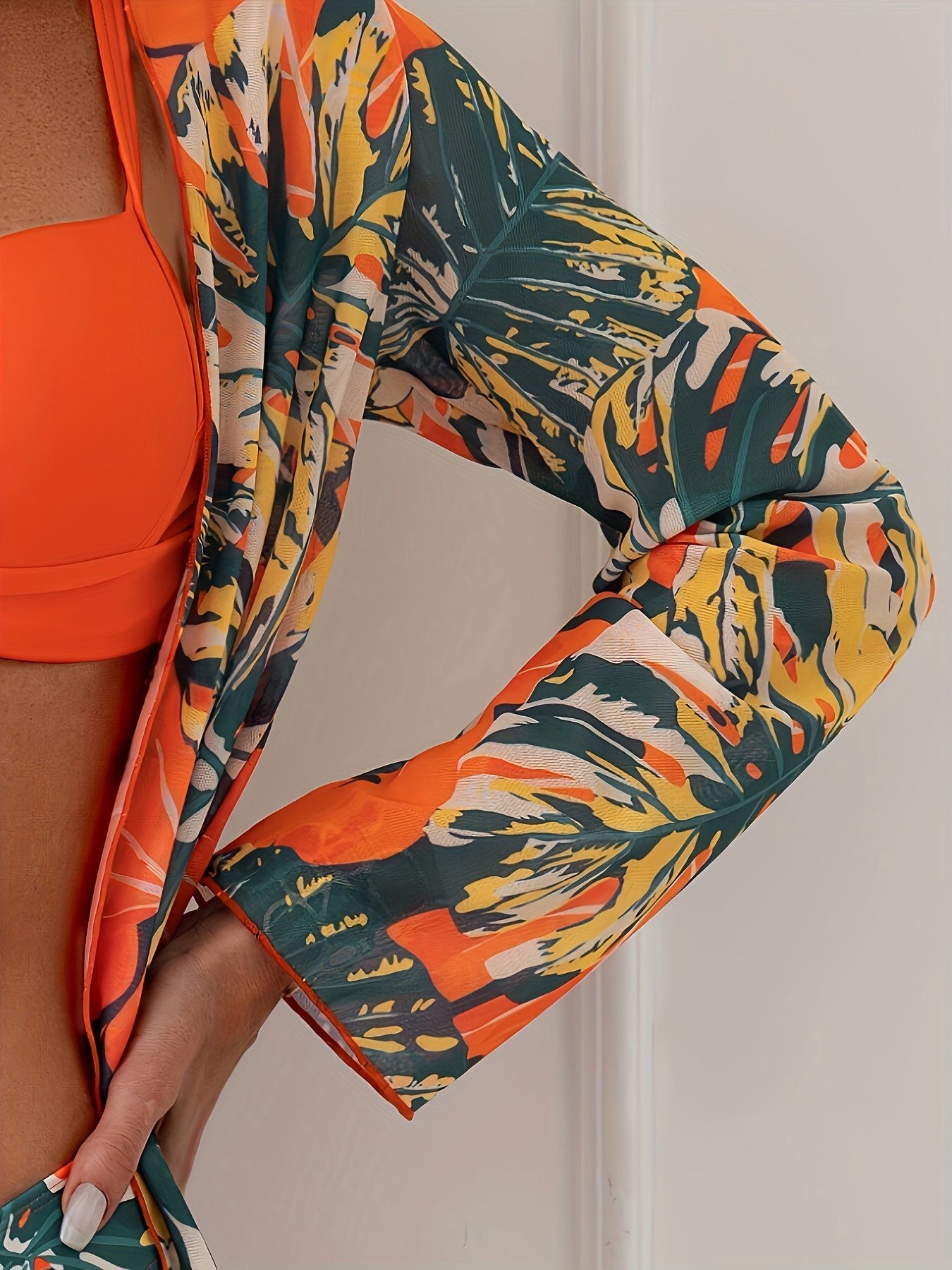 Skylar 3pcs Tropical Print Swimsuit Set
