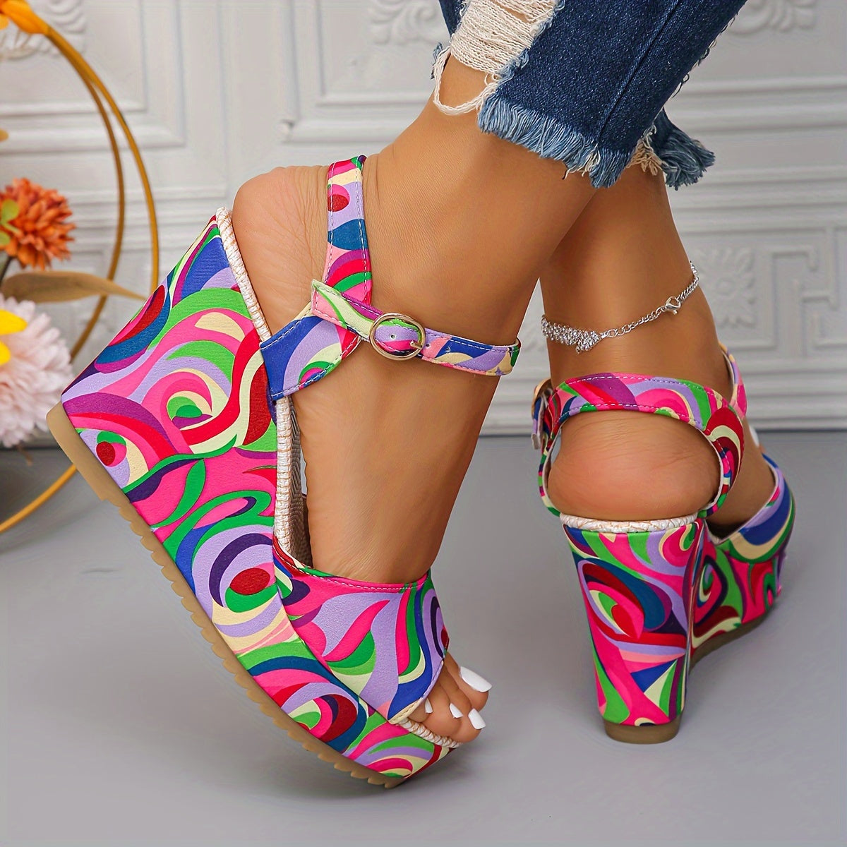 Lili2 Colorful Wedge Sandals