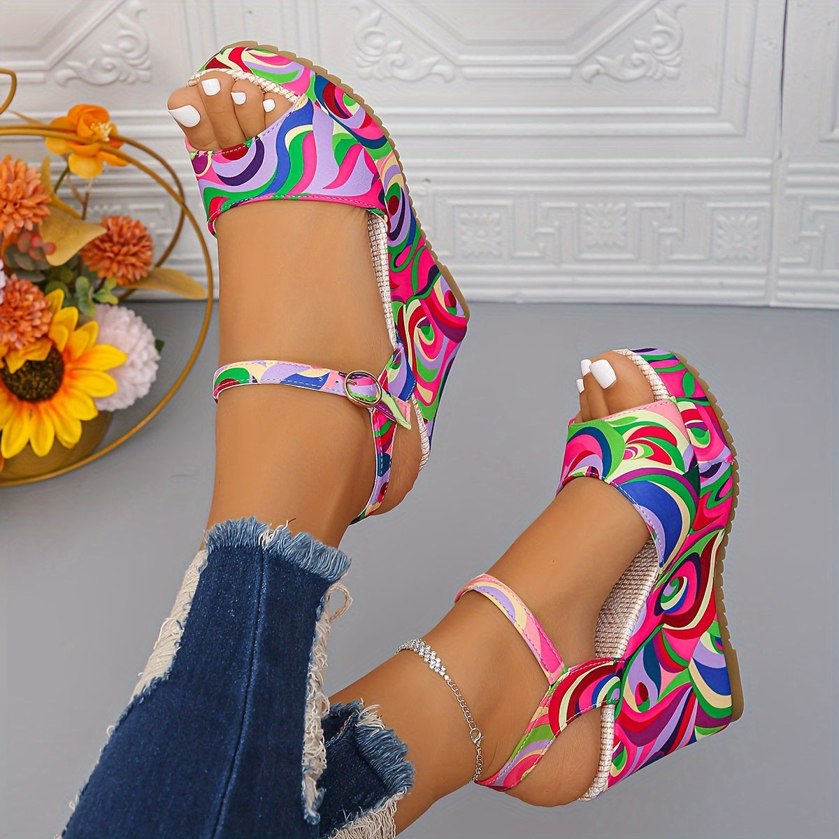 Lili2 Colorful Wedge Sandals