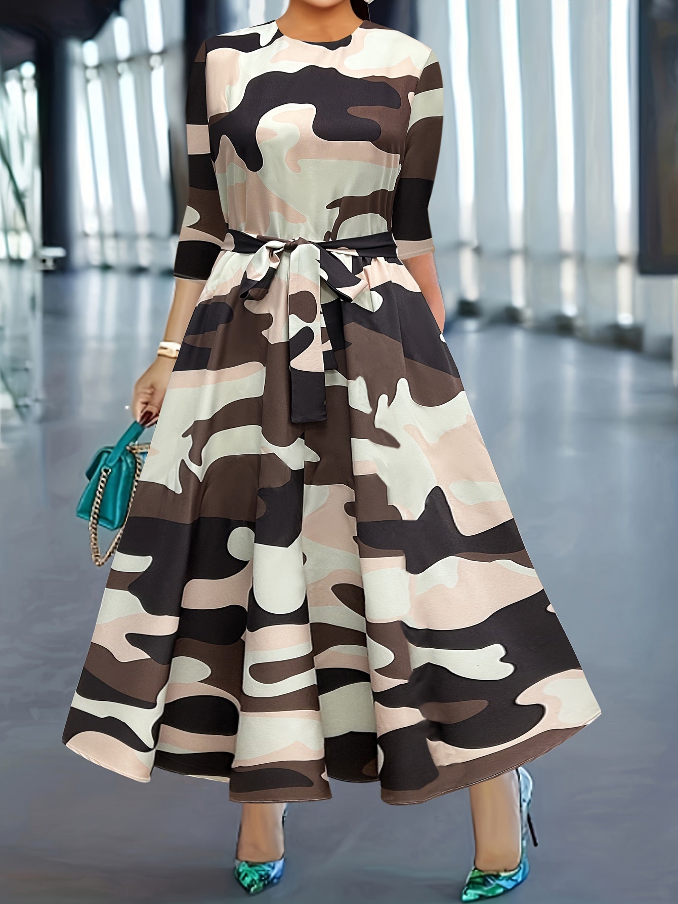 Artemis Crew Neck Belted Dress
