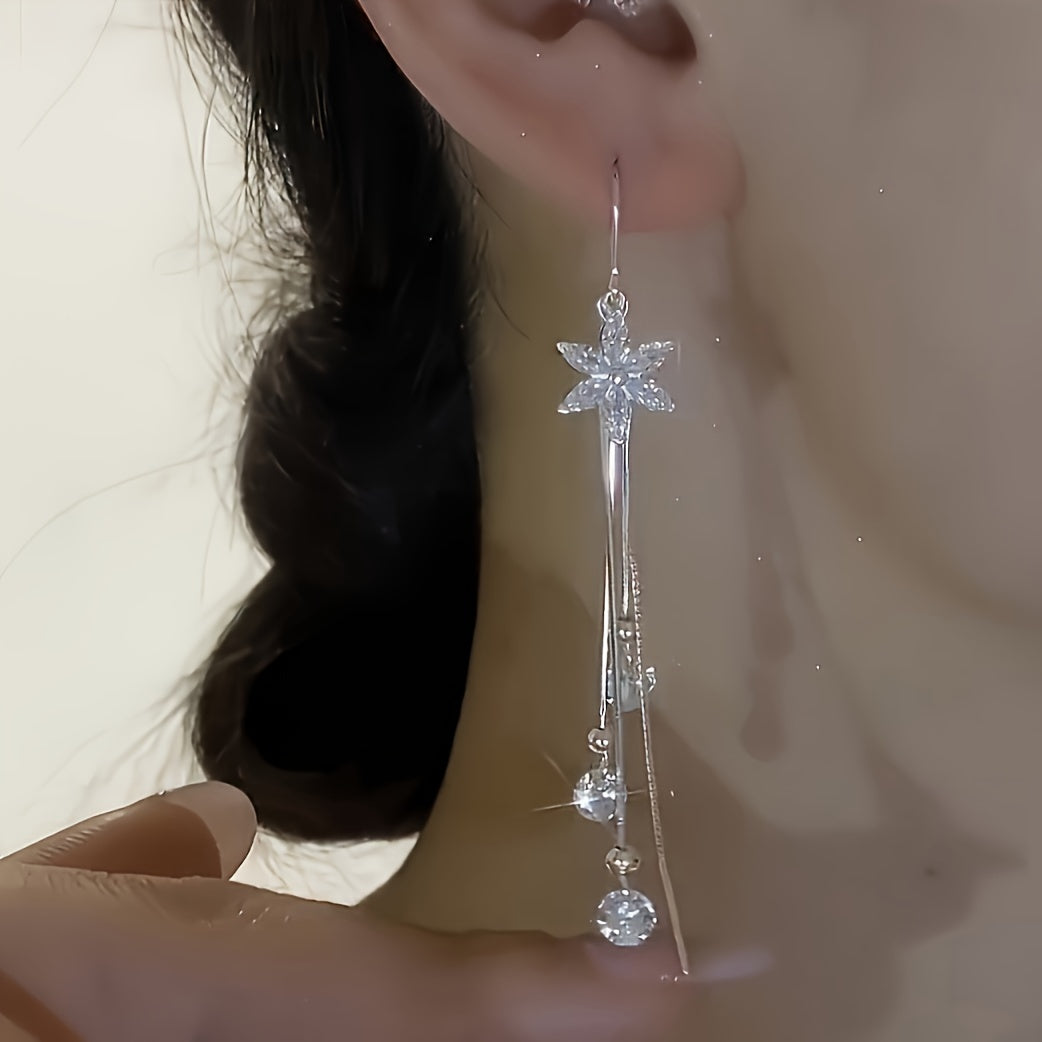 Faten2 Silver Long Tassel Earrings