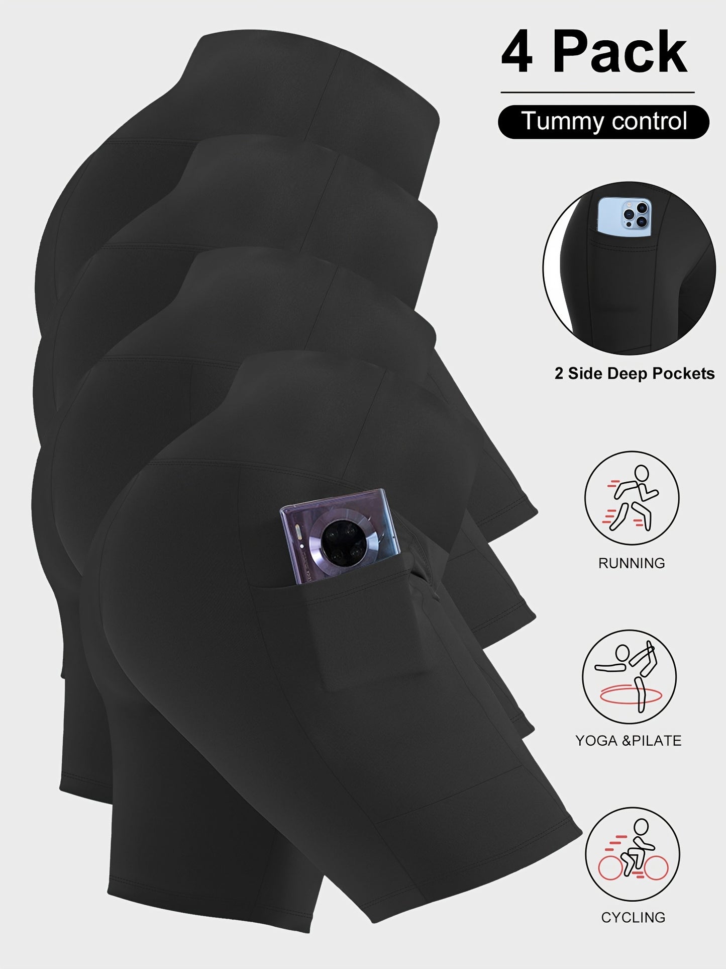 Spyridosa 4pcs Yoga Shorts