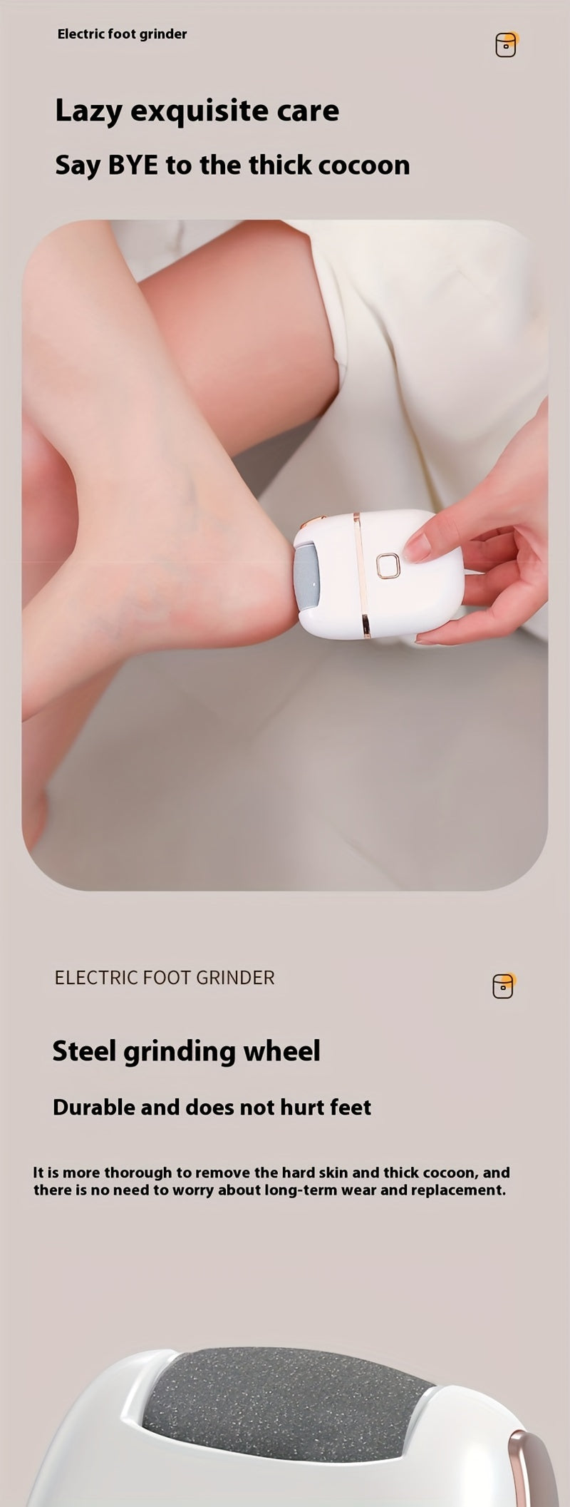 Foot Scraper, with Three Replacement Grinding Heads