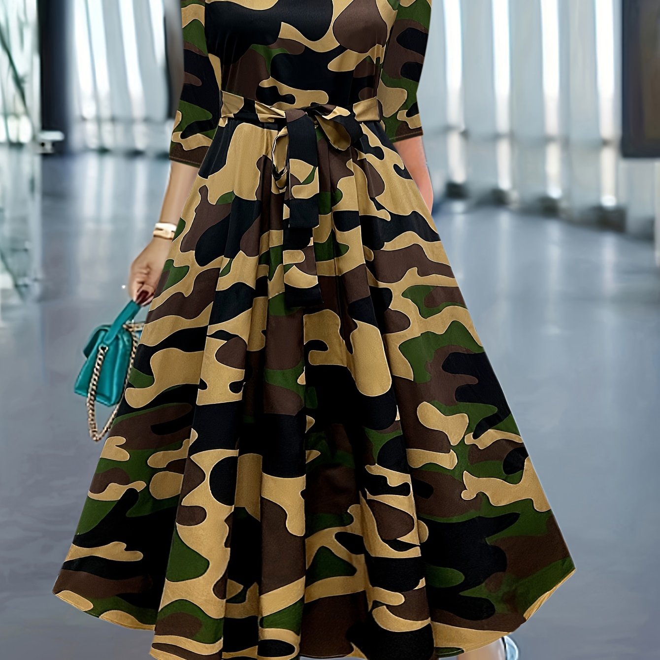 Artemis Crew Neck Belted Dress