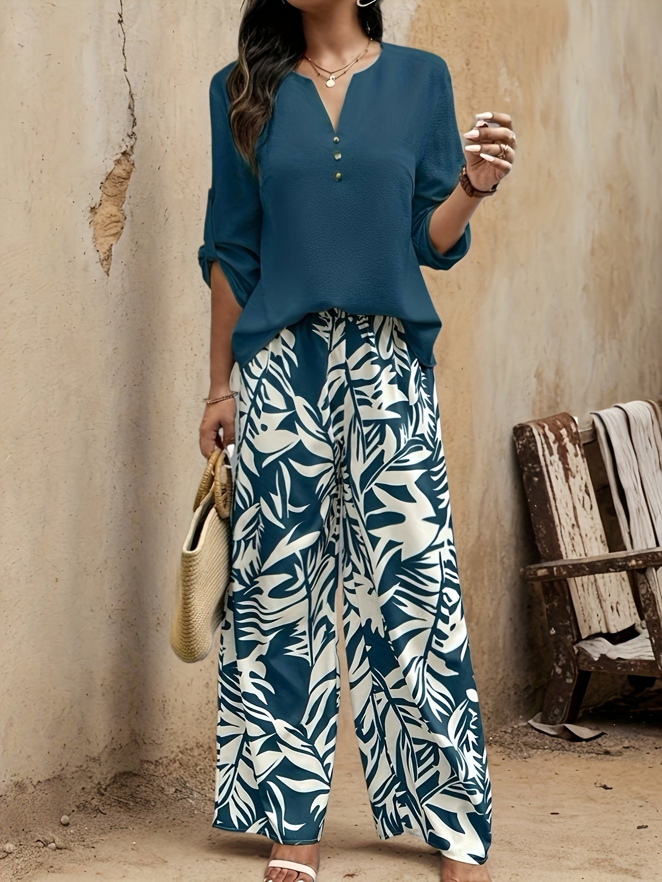 Eleni Long Sleeve Top + Long Pants Set