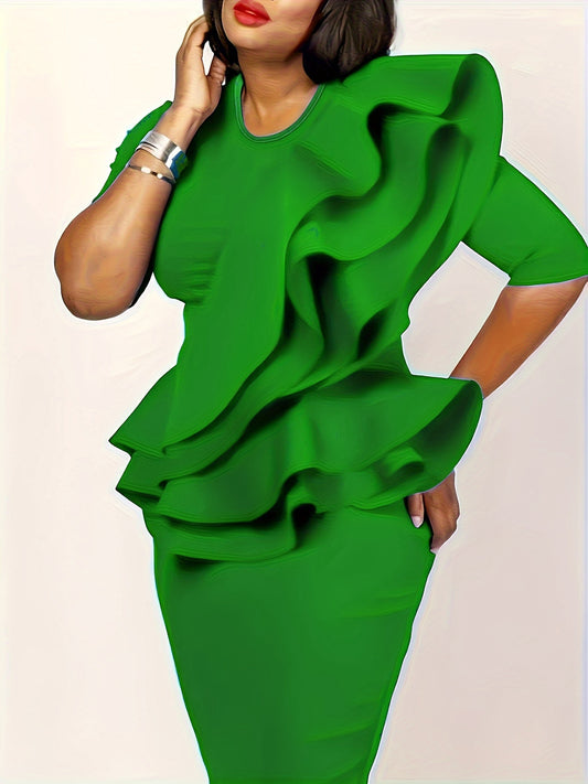 Eudoxia Ruffle Peplum Dress