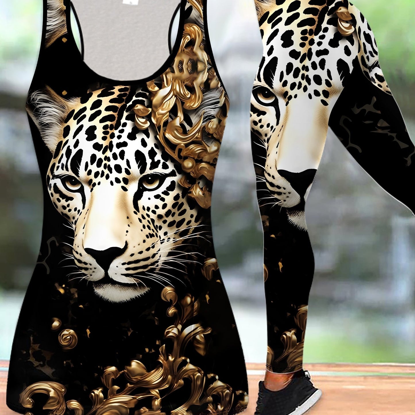 Rhodi6 Leopard Print Fitness Set