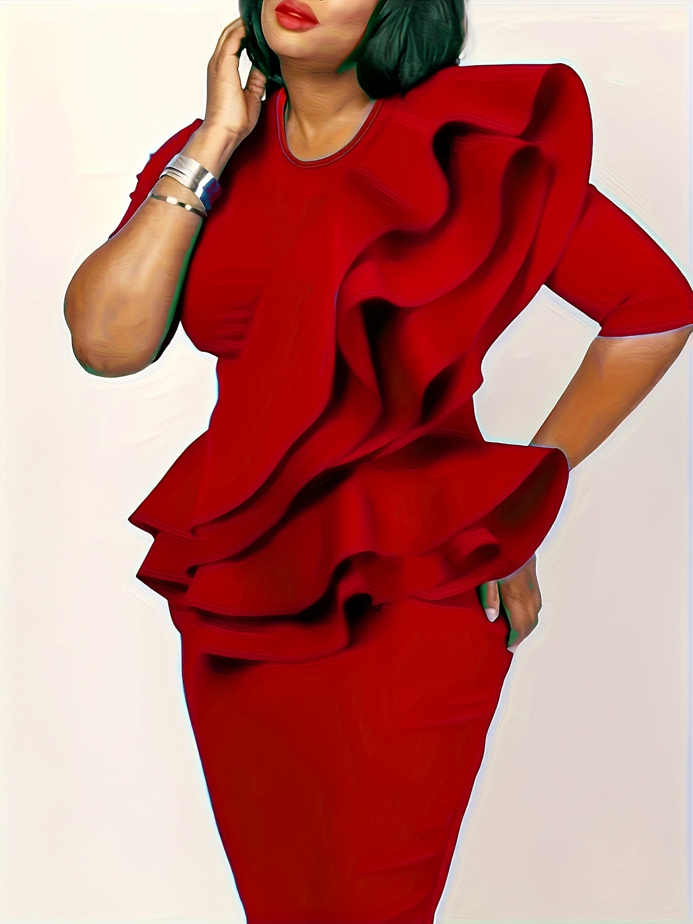 Eudoxia Ruffle Peplum Dress