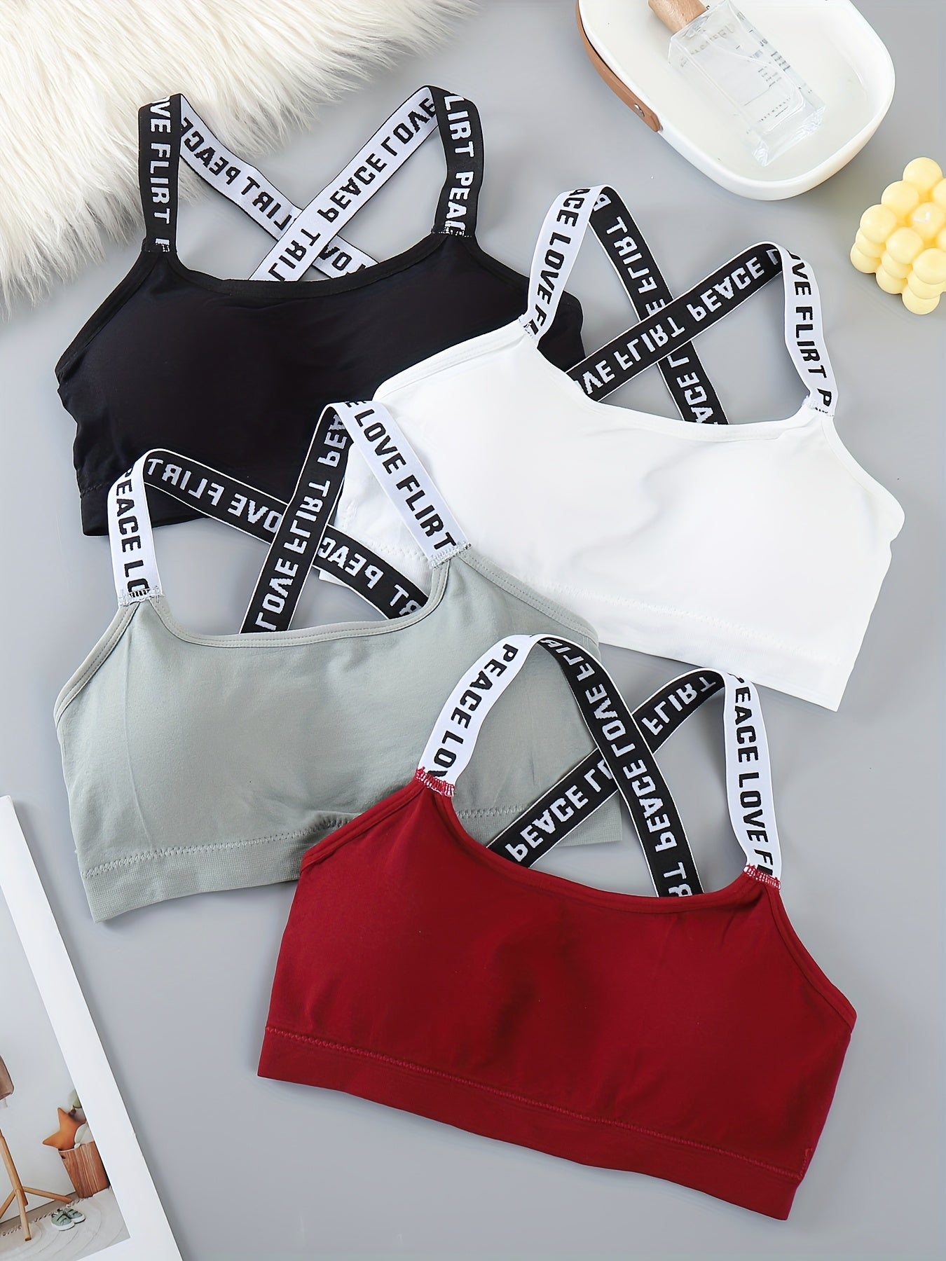 Chichy2 Set of 4 Lettered Sports Bras