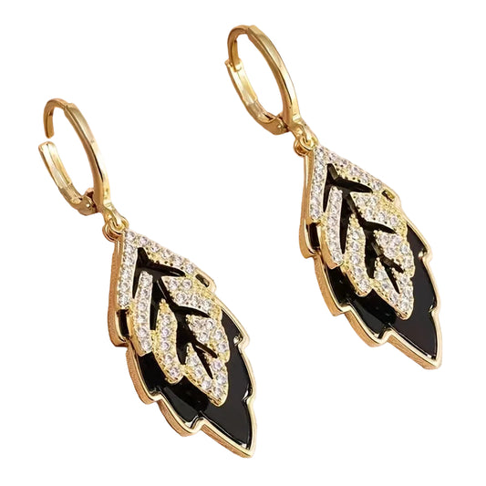 Hannah Black Leaf Earrings