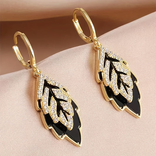 Hannah Black Leaf Earrings