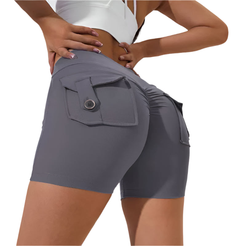 Scrunch Button Yoga Shorts