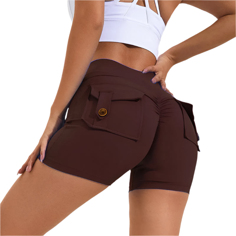 Scrunch Button Yoga Shorts