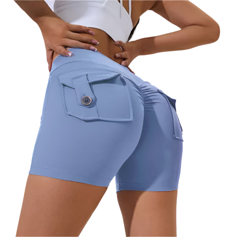Scrunch Button Yoga Shorts