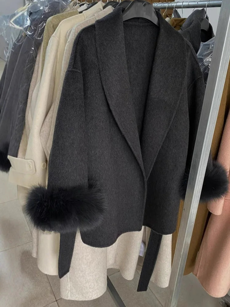 Tossy Fox Fur Wool Overcoat