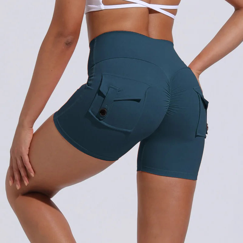 Scrunch Button Yoga Shorts