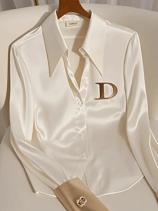 French White Satin Shirt