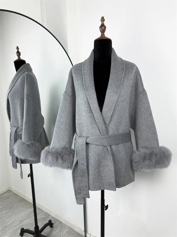 Tossy Fox Fur Wool Overcoat
