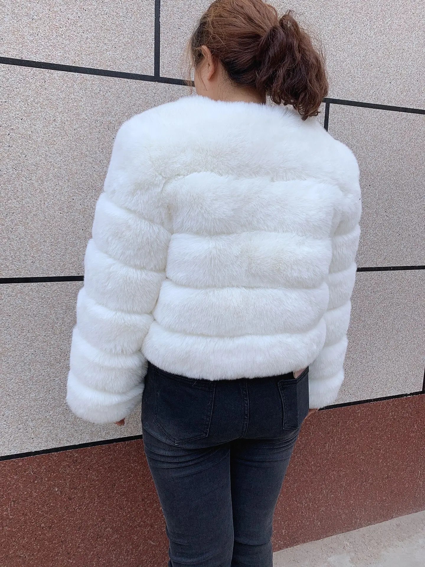 fox fur fluffy jacket