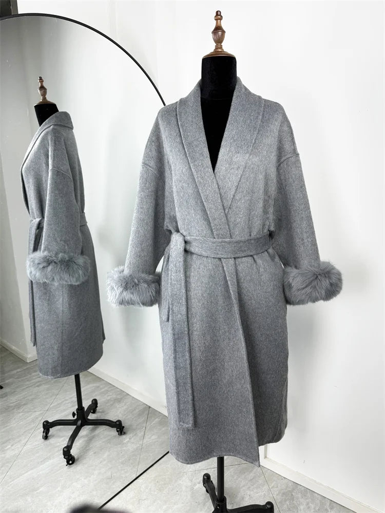 Tossy Fox Fur Wool Overcoat