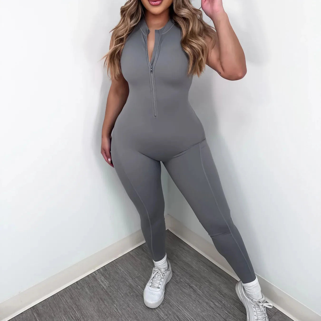 Nervana3  Zipper Padded Yoga Jumpsuit