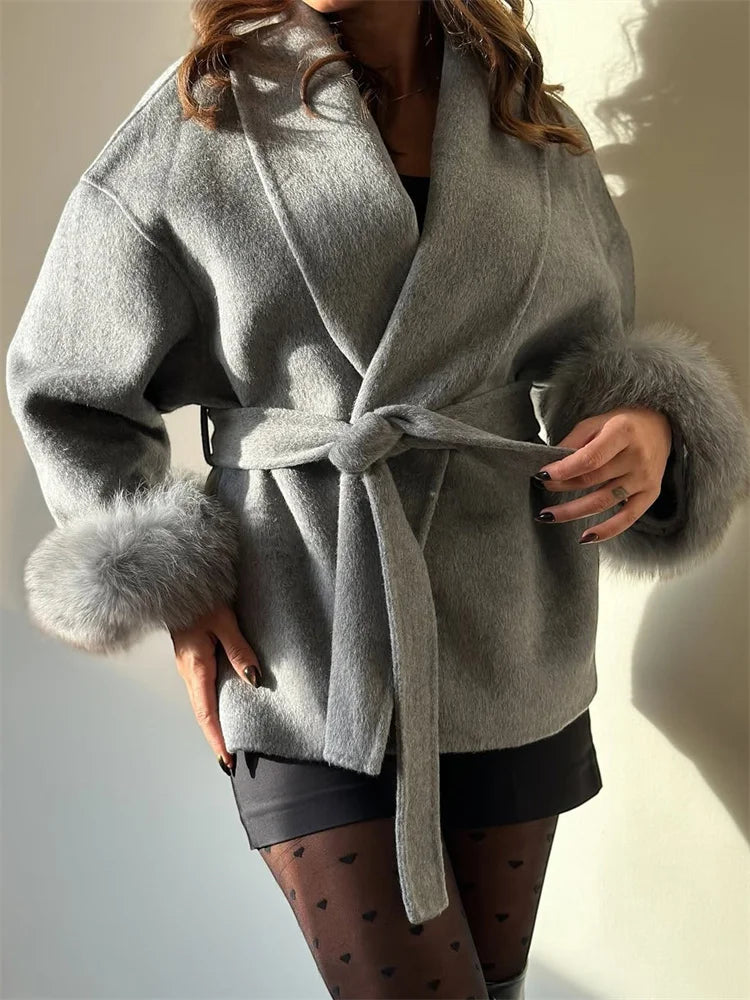 Tossy Fox Fur Wool Overcoat